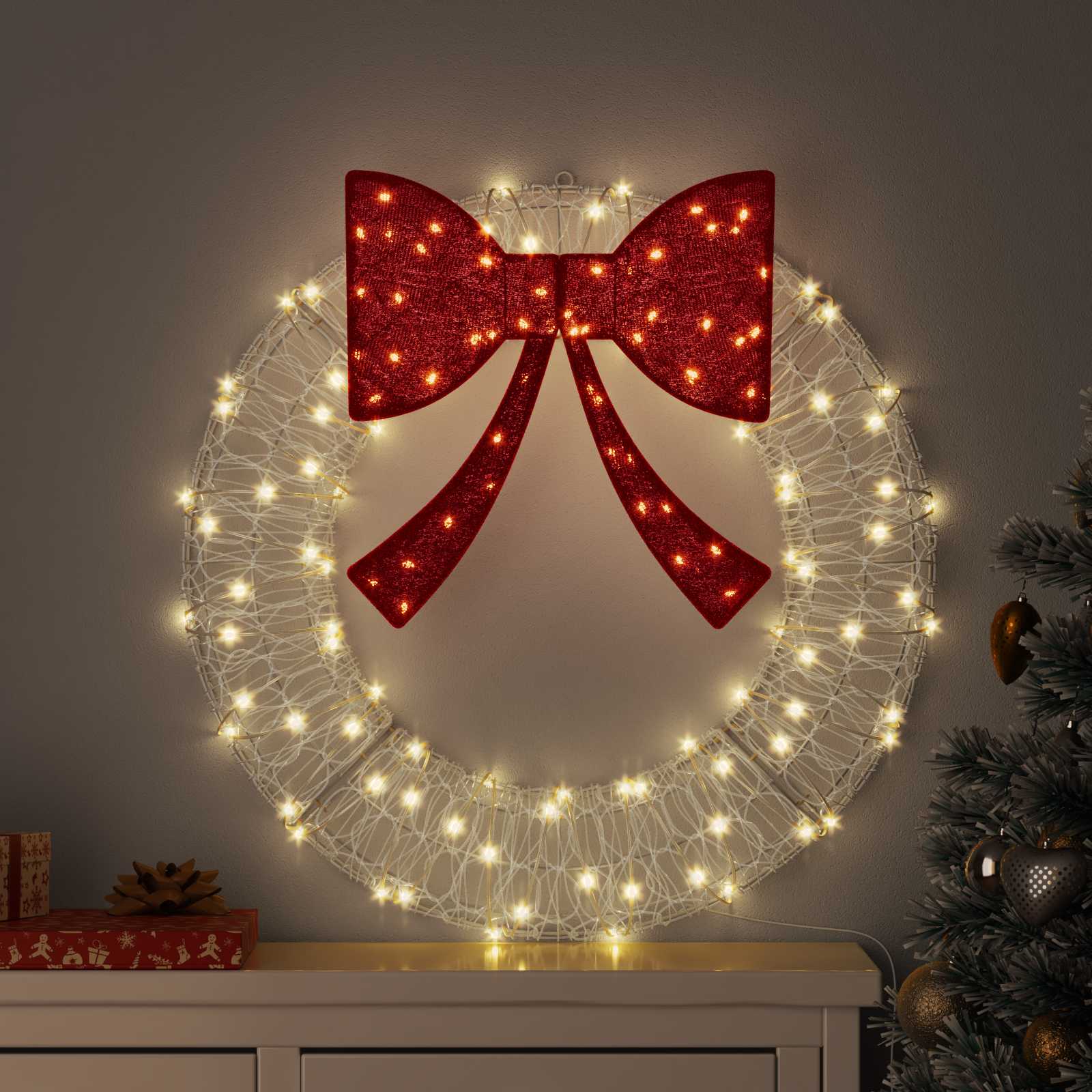 Vijenac s 60 LED svjetlima Topla bijela 76 x 76 x 8,5 cm Akril