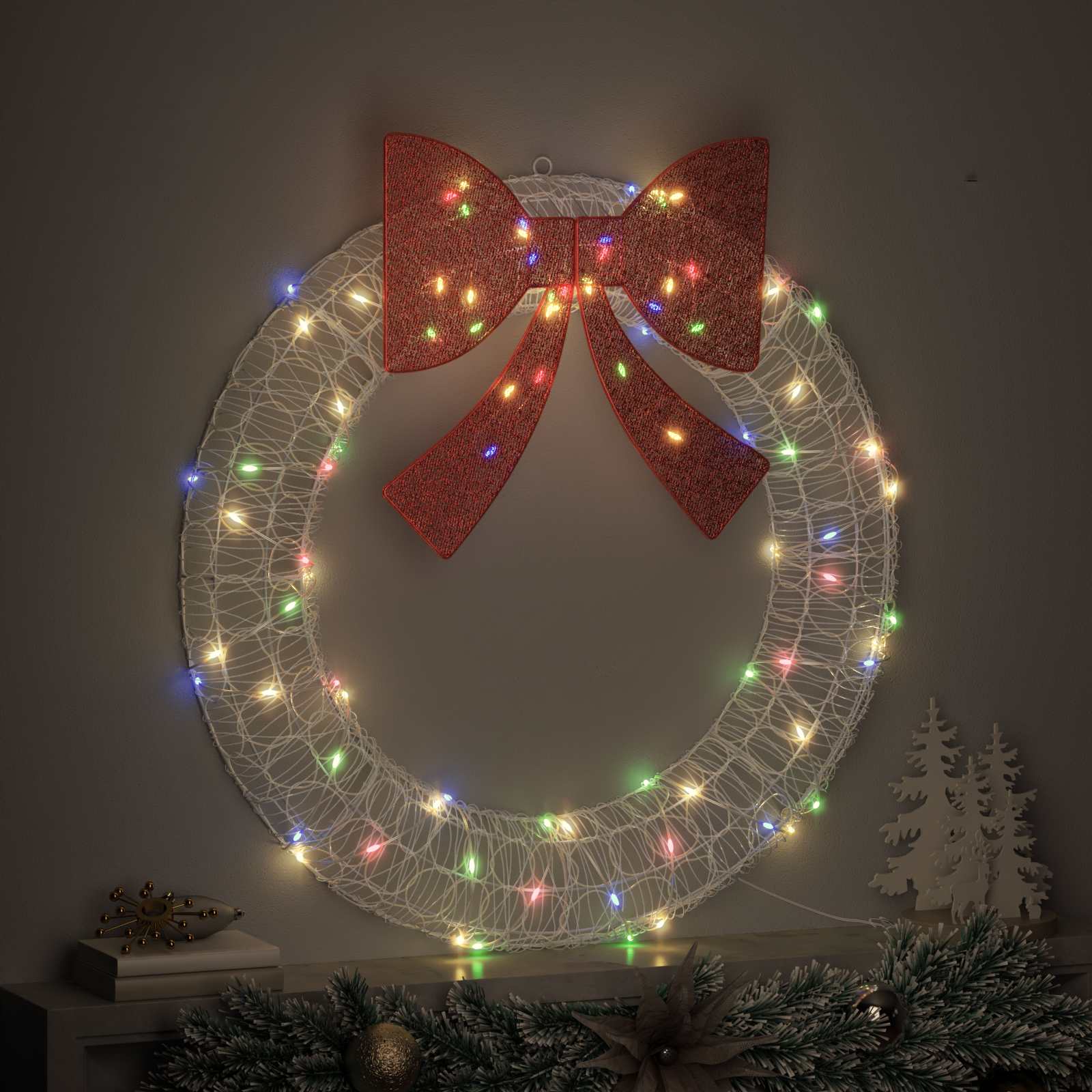 Vijenac s 80 LED svjetlima Šareni 92 x 92 x 9,5 cm Akril