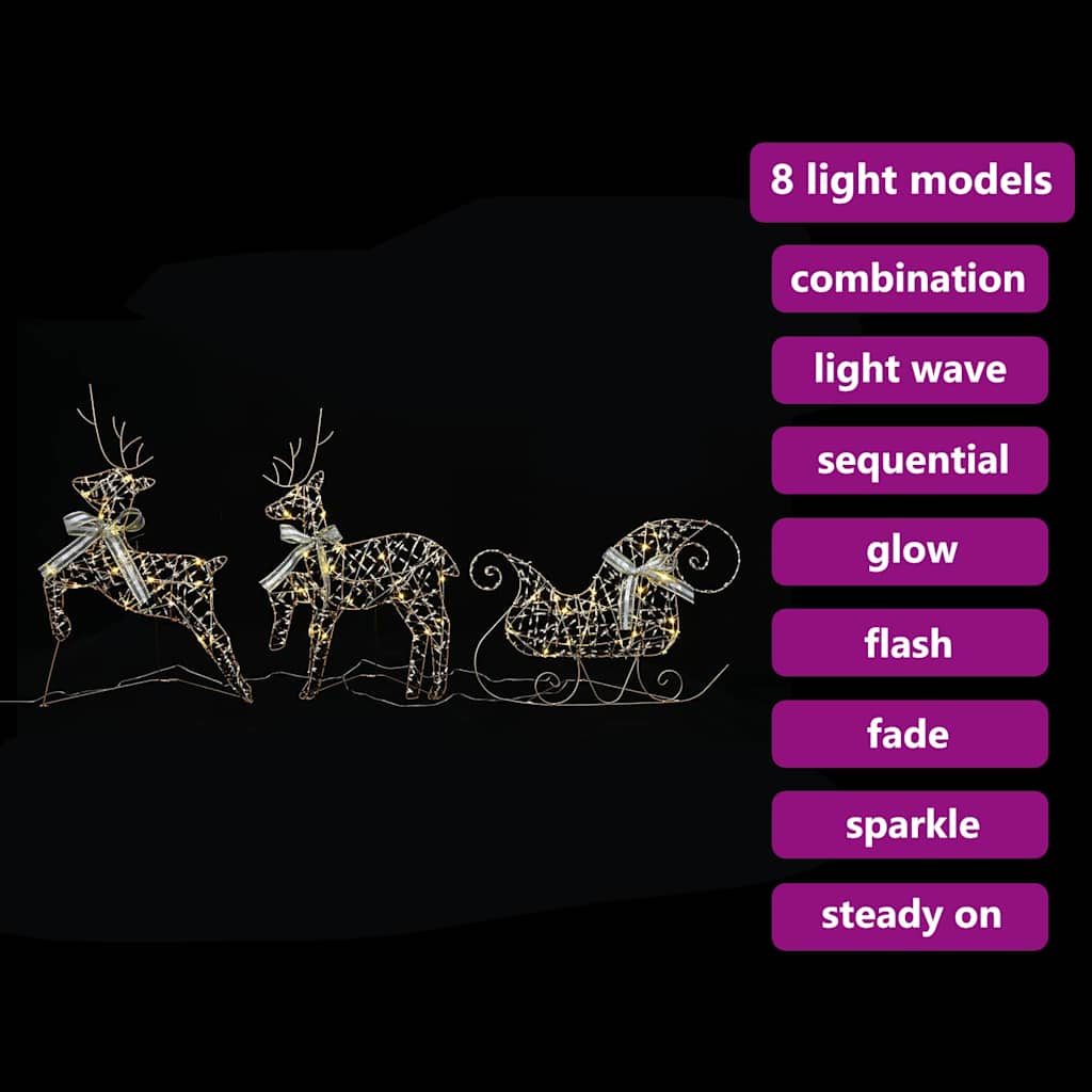 LED Riječni jeleni s 60 LED svjetlima 3 pcs Topla bijela PET