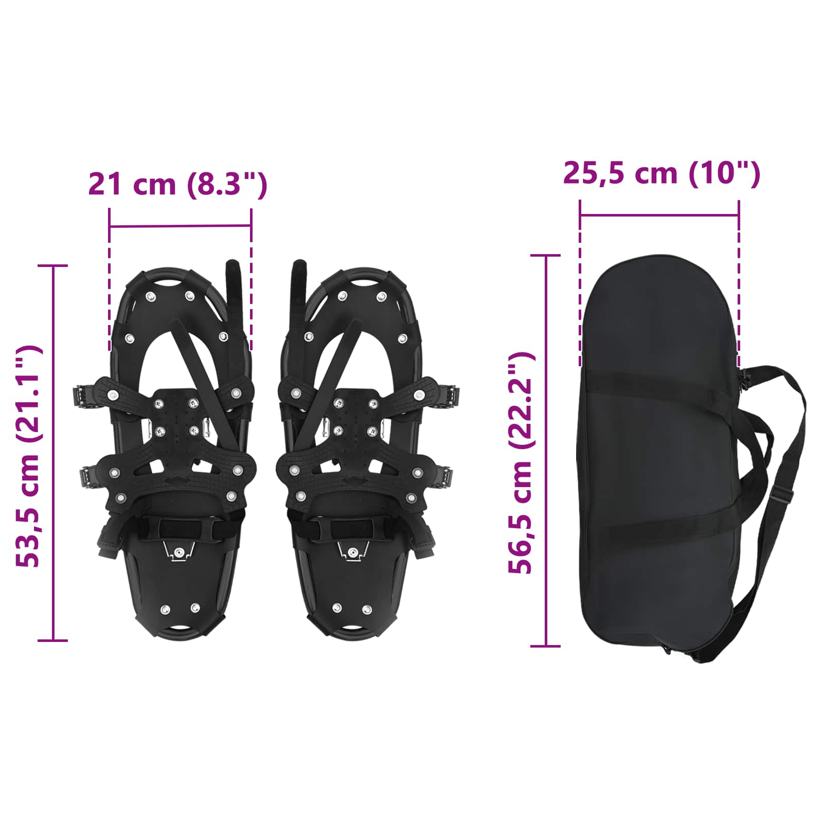 3 u 1 snježne krplje Crna 53,5 x 21 cm Aluminij i HDPE