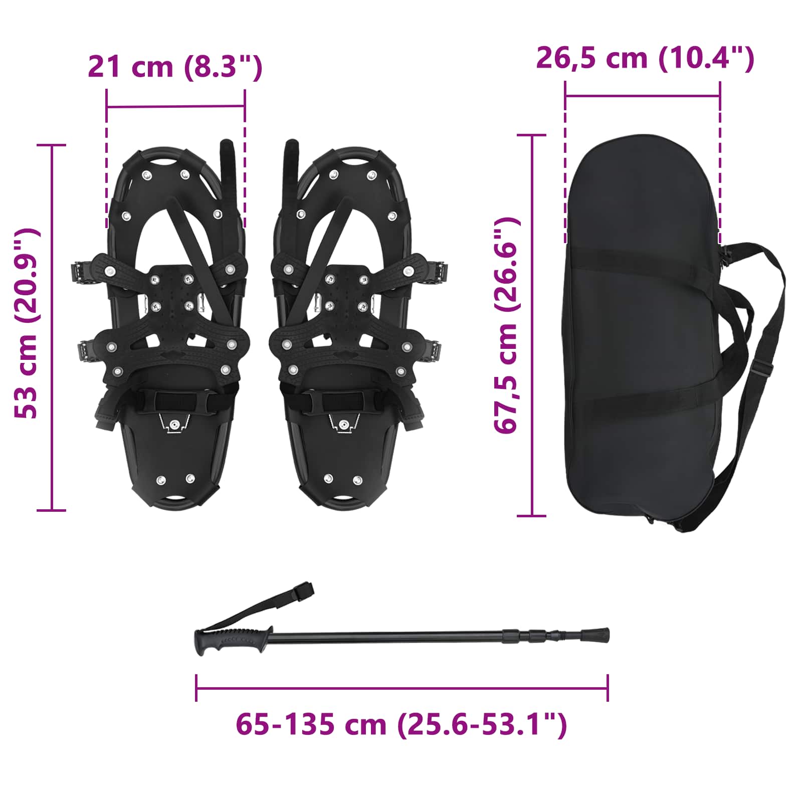 3 U 1 snježne sanjke s planirarskim štakama Crna 53 x 21 cm