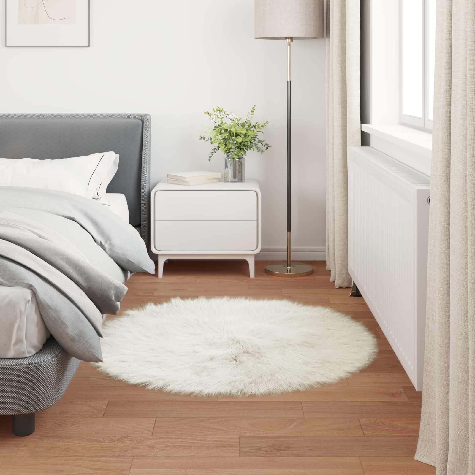 Tepih od umjetne ovčje kože TAFALLA Bijela Ø 120 cm Poliester