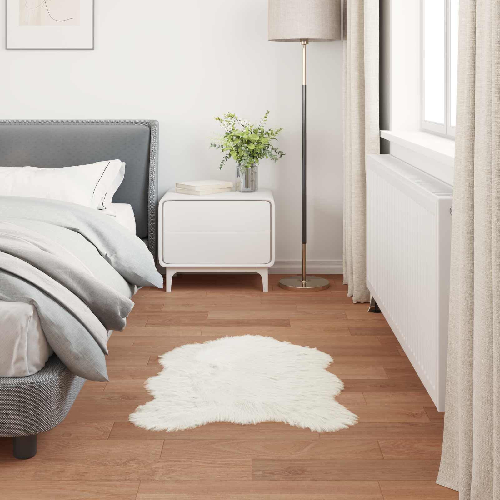 Tepih od umjetne ovčje kože TAFALLA Bijela 60 x 90 cm Poliester