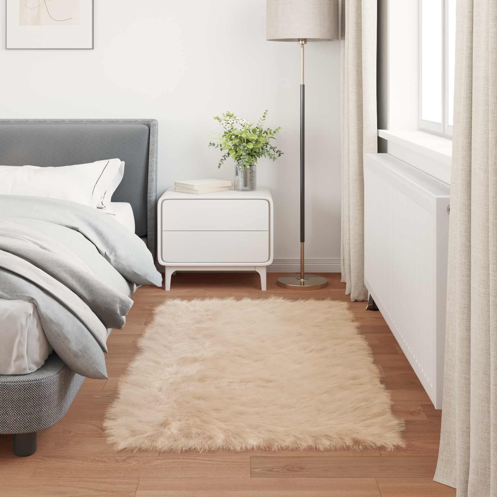 Tepih od umjetne ovčje kože TAFALLA Bež 60 x 110 cm Poliester