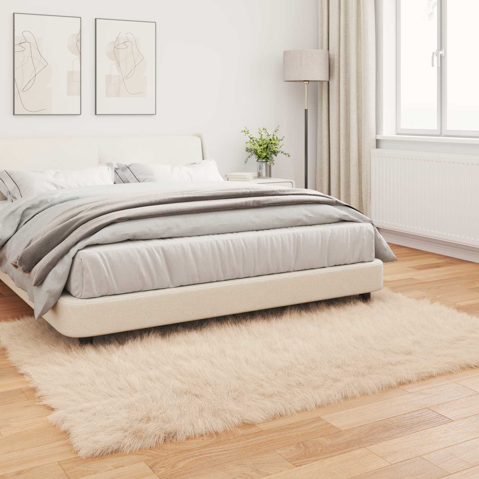 Tepih od umjetne ovčje kože TAFALLA Bež 160 x 230 cm Poliester