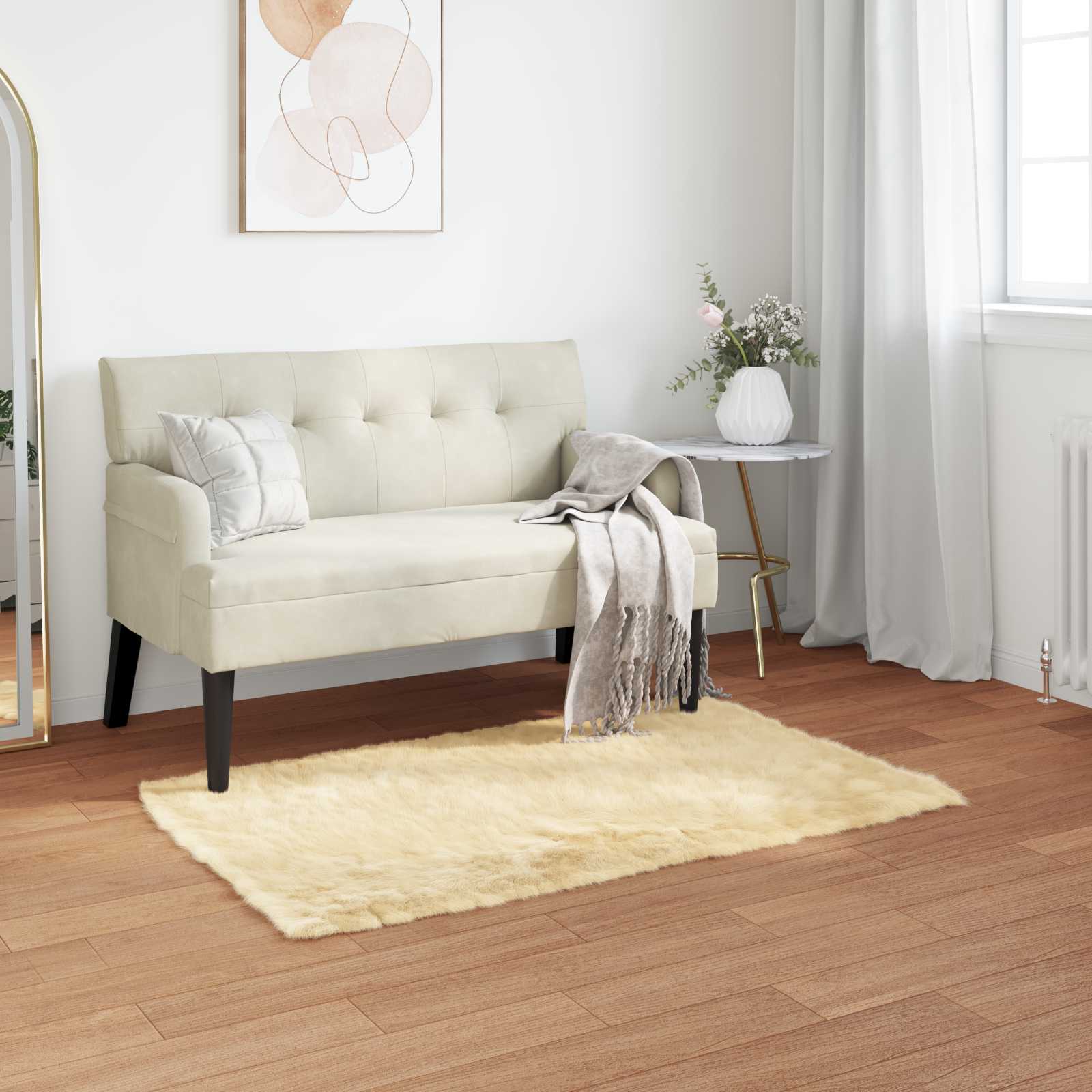 Tepih od umjetne ovčje kože TAFALLA Krem 80 x 150 cm Poliester