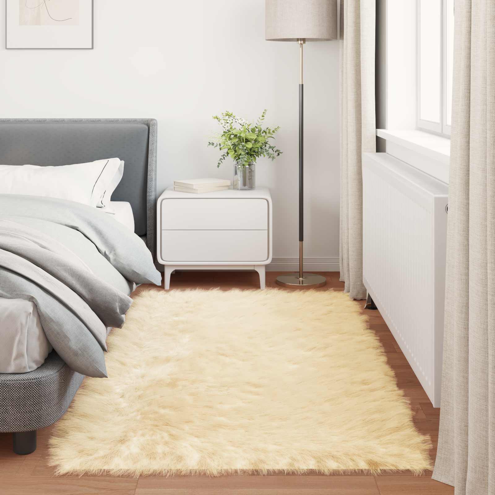 Tepih od umjetne ovčje kože TAFALLA Krem 80 x 200 cm Poliester