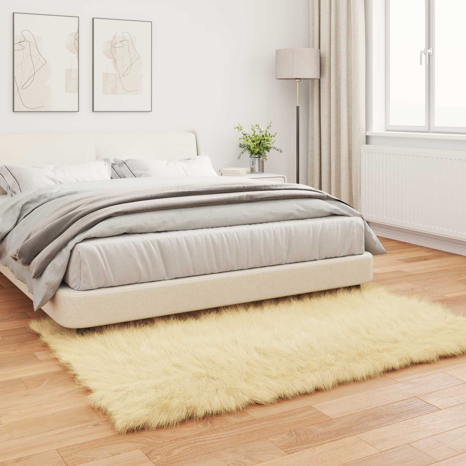 Tepih od umjetne ovčje kože TAFALLA Krem 160 x 230 cm Poliester