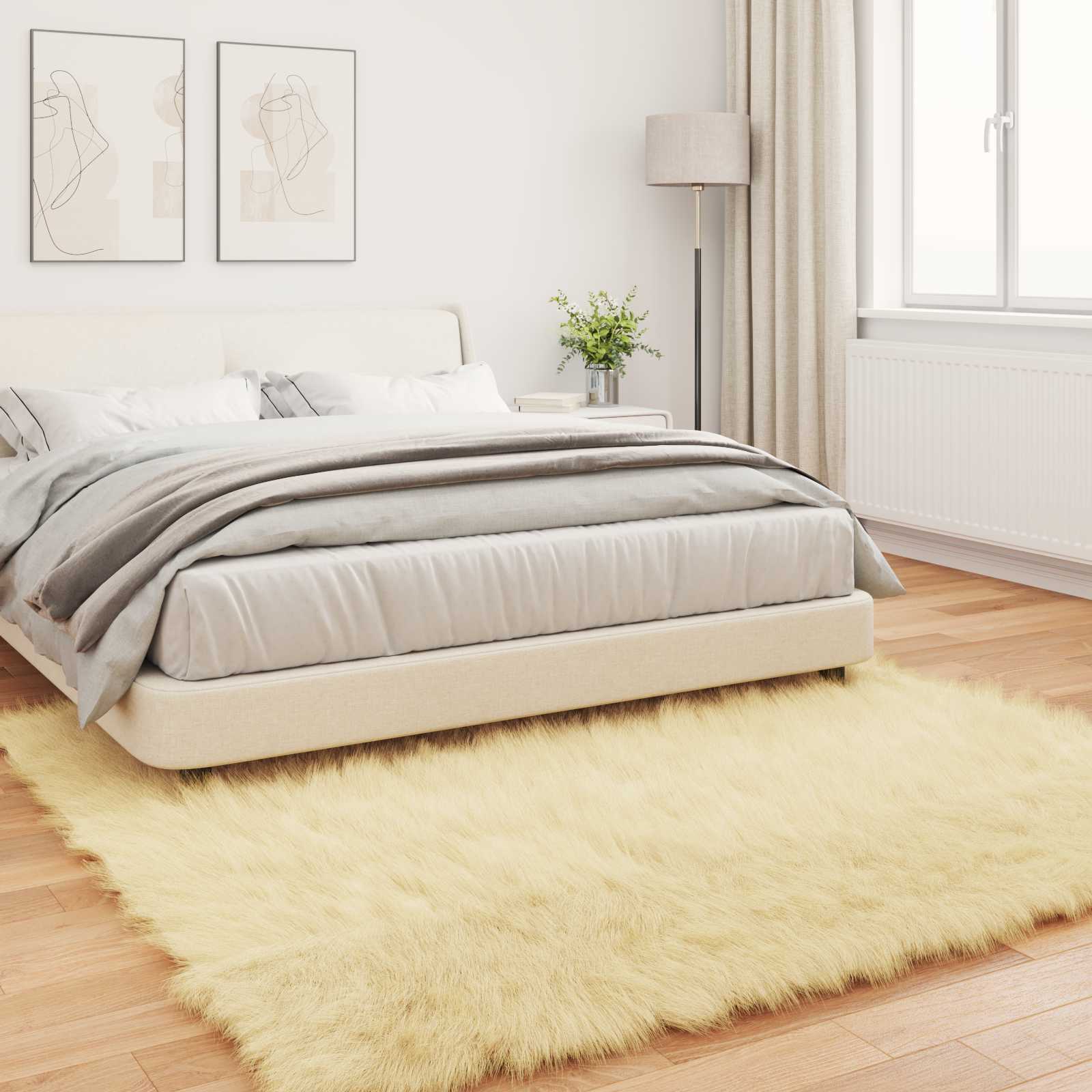 Tepih od umjetne ovčje kože TAFALLA Krem 200 x 200 cm Poliester