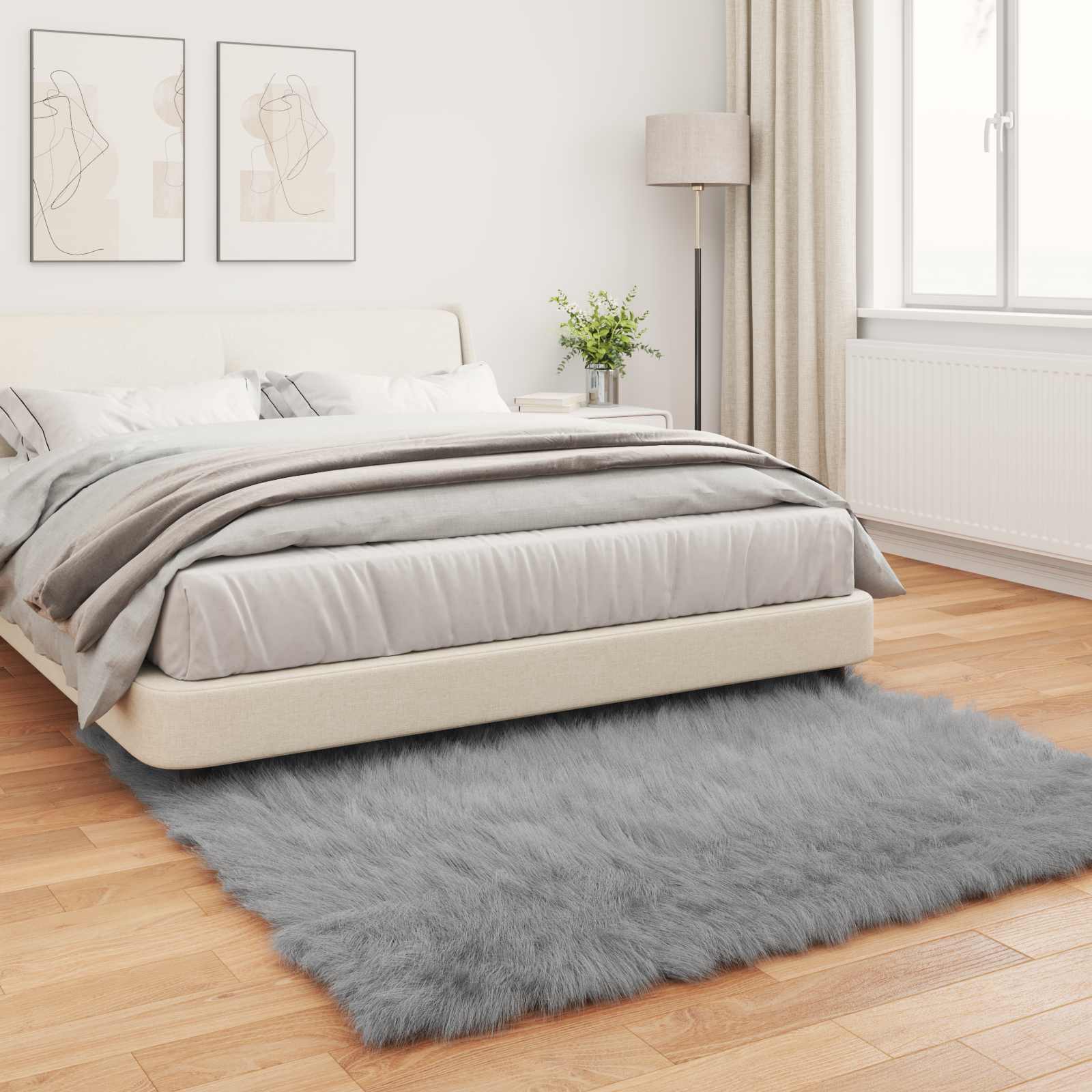 Tepih od umjetne ovčje kože TAFALLA Siva 160 x 160 cm Poliester