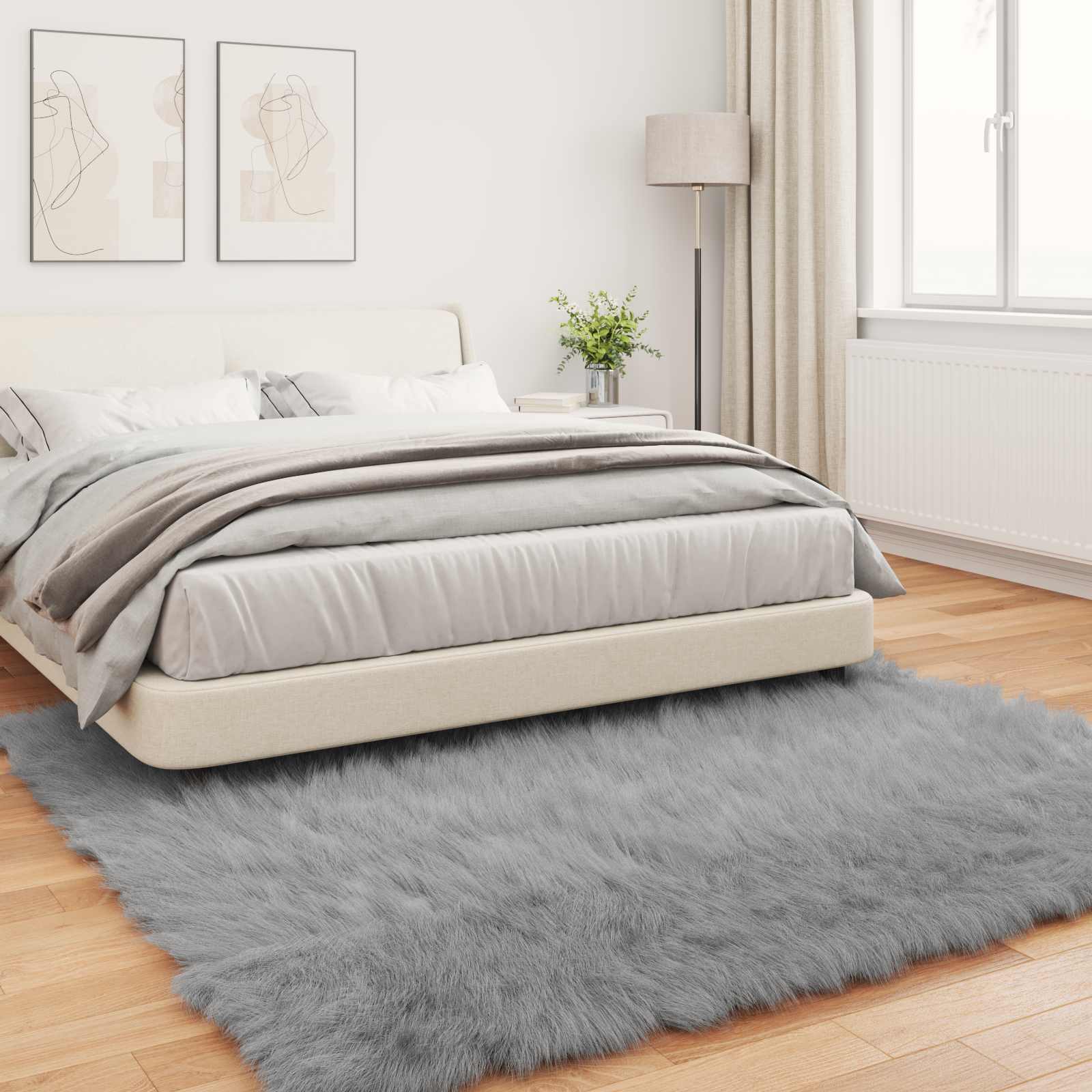 Tepih od umjetne ovčje kože TAFALLA Siva 200 x 200 cm Poliester
