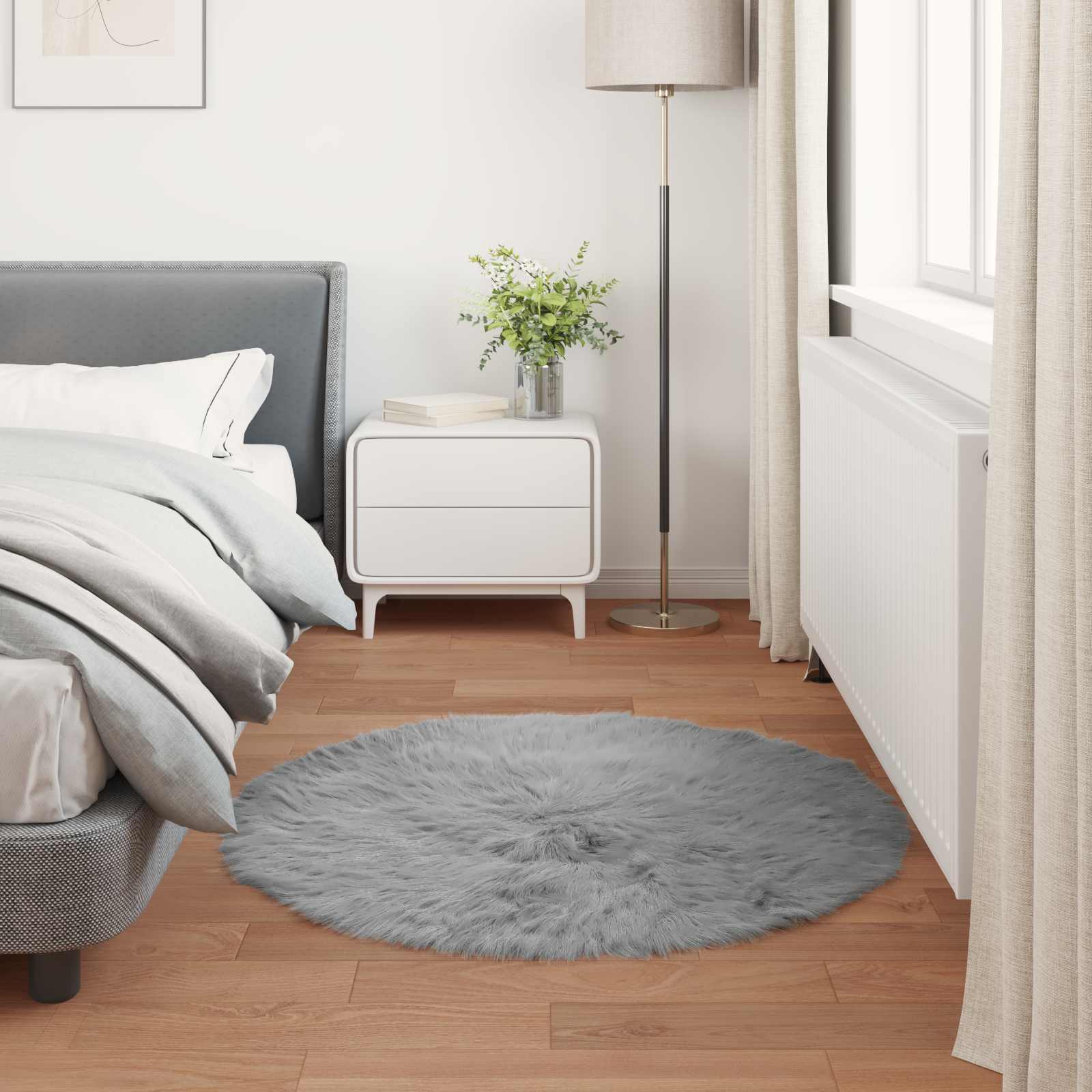 Tepih od umjetne ovčje kože TAFALLA Siva Ø 120 cm Poliester