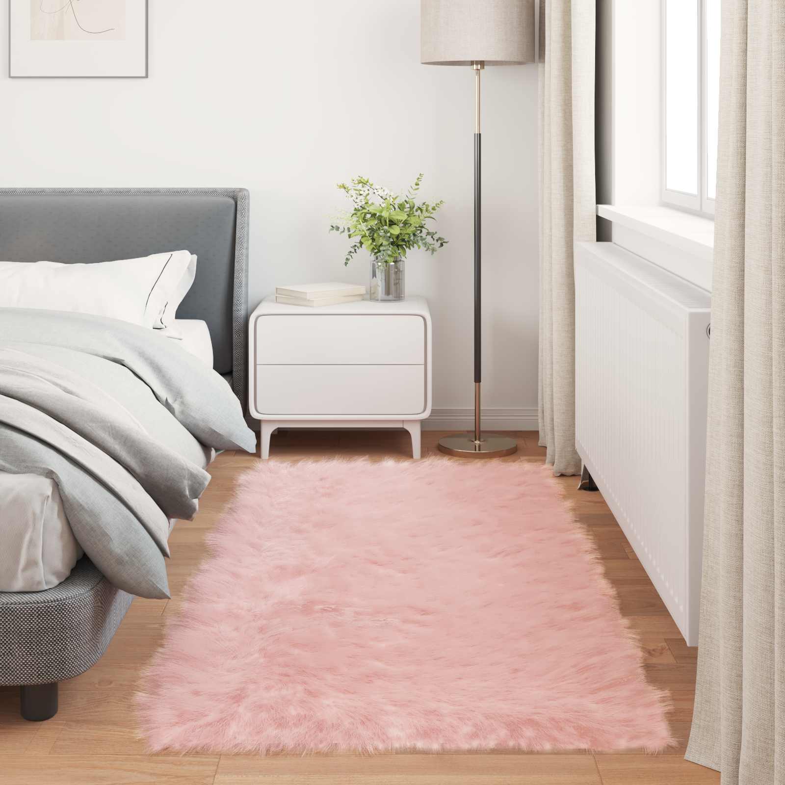 Tepih od umjetne ovčje kože TAFALLA Ružičasta 100 x 200 cm