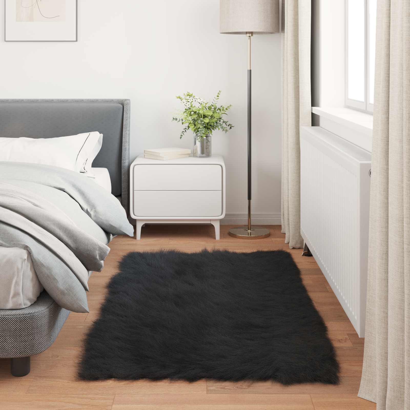 Tepih od umjetne ovčje kože TAFALLA Crna 80 x 150 cm Poliester