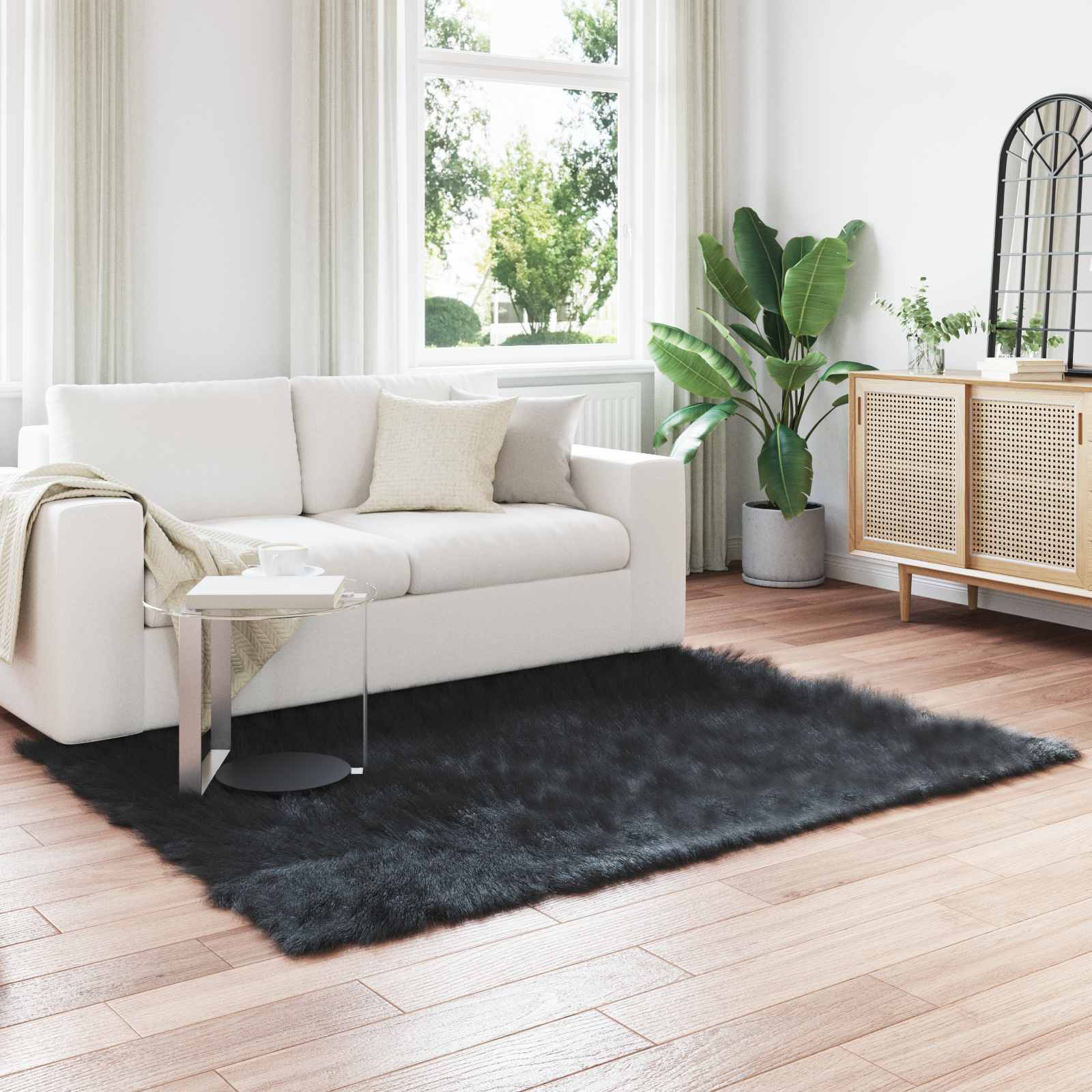 Tepih od umjetne ovčje kože TAFALLA Crna 160 x 230 cm Poliester