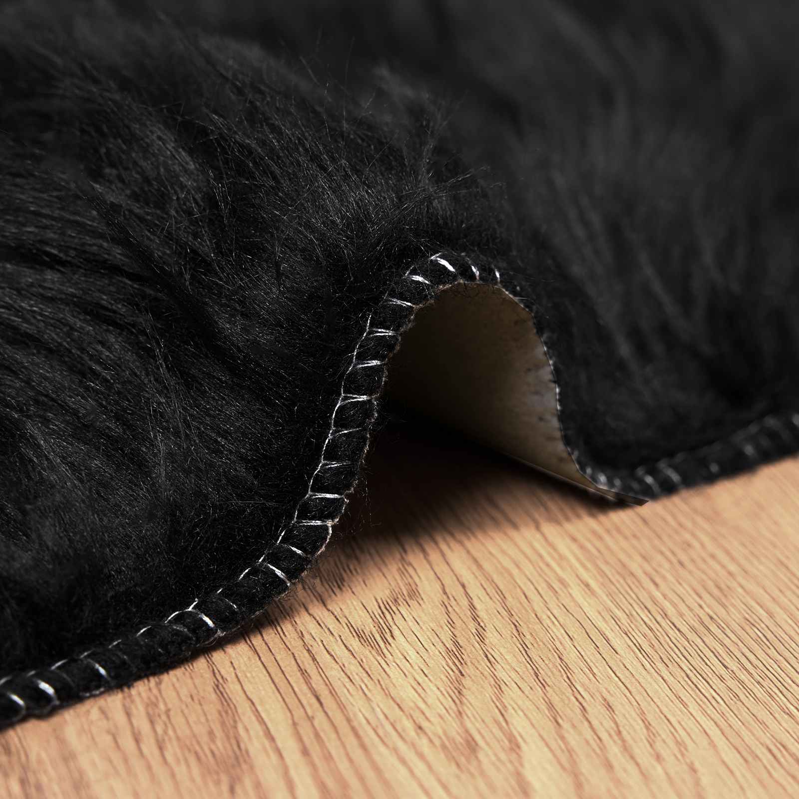 Tepih od umjetne ovčje kože TAFALLA Crna 160 x 160 cm Poliester