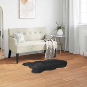 Tepih od umjetne ovčje kože TAFALLA Crna 80 x 120 cm Poliester