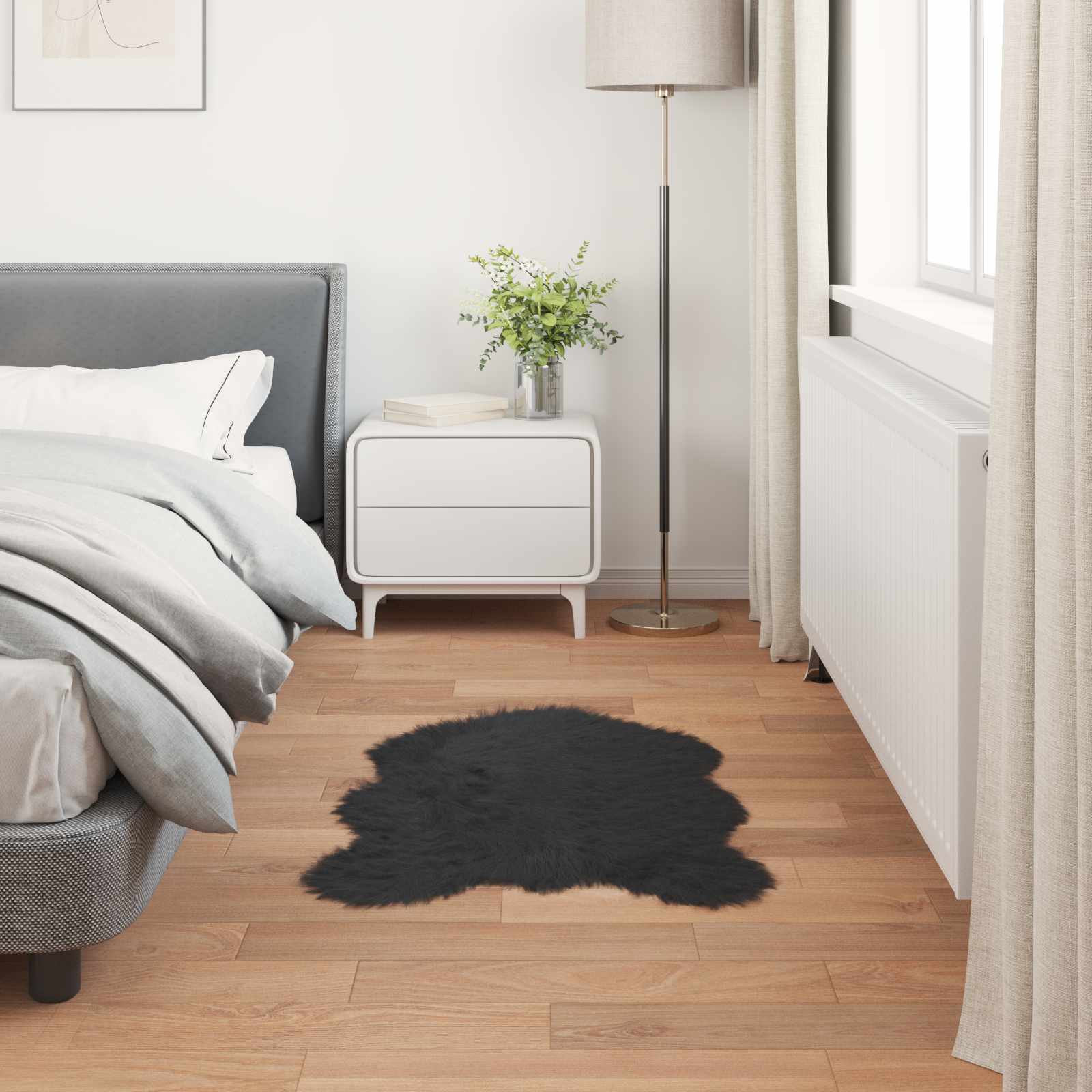 Tepih od umjetne ovčje kože TAFALLA Crna 80 x 120 cm Poliester
