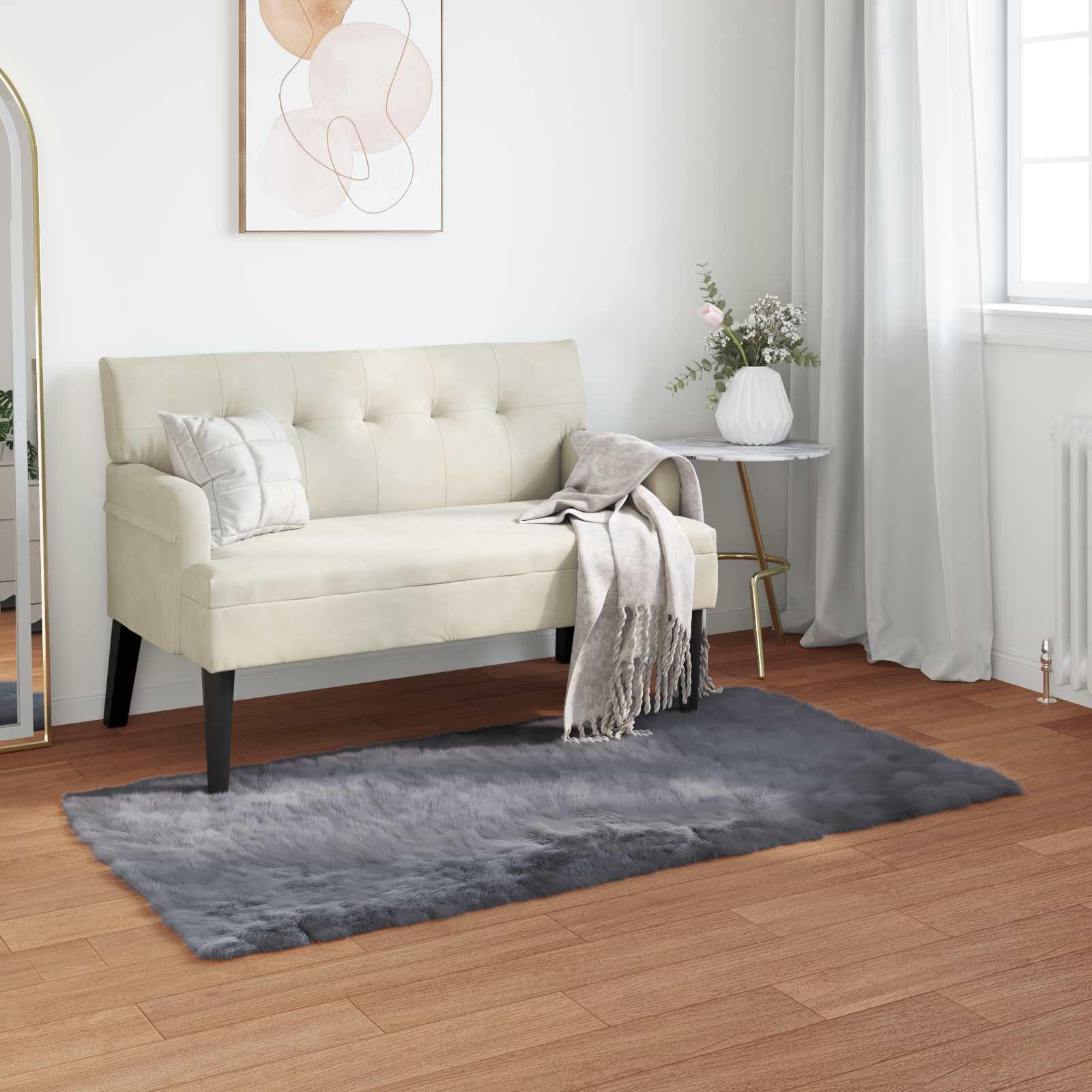 Tepih od umjetne ovčje kože TAFALLA Antracit 60 x 110 cm