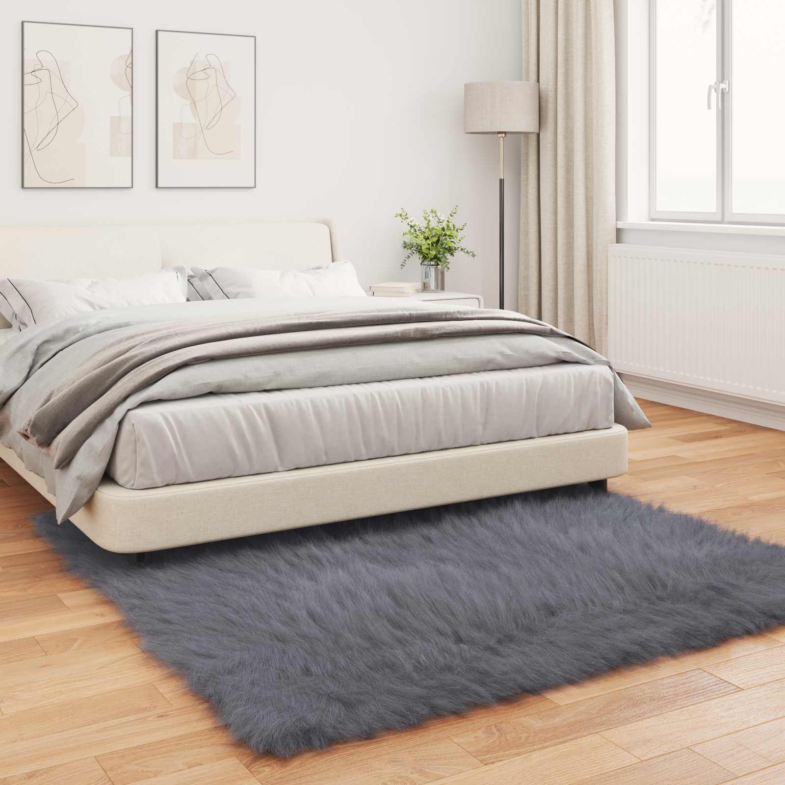 Tepih od umjetne ovčje kože TAFALLA Antracit 120 x 120 cm