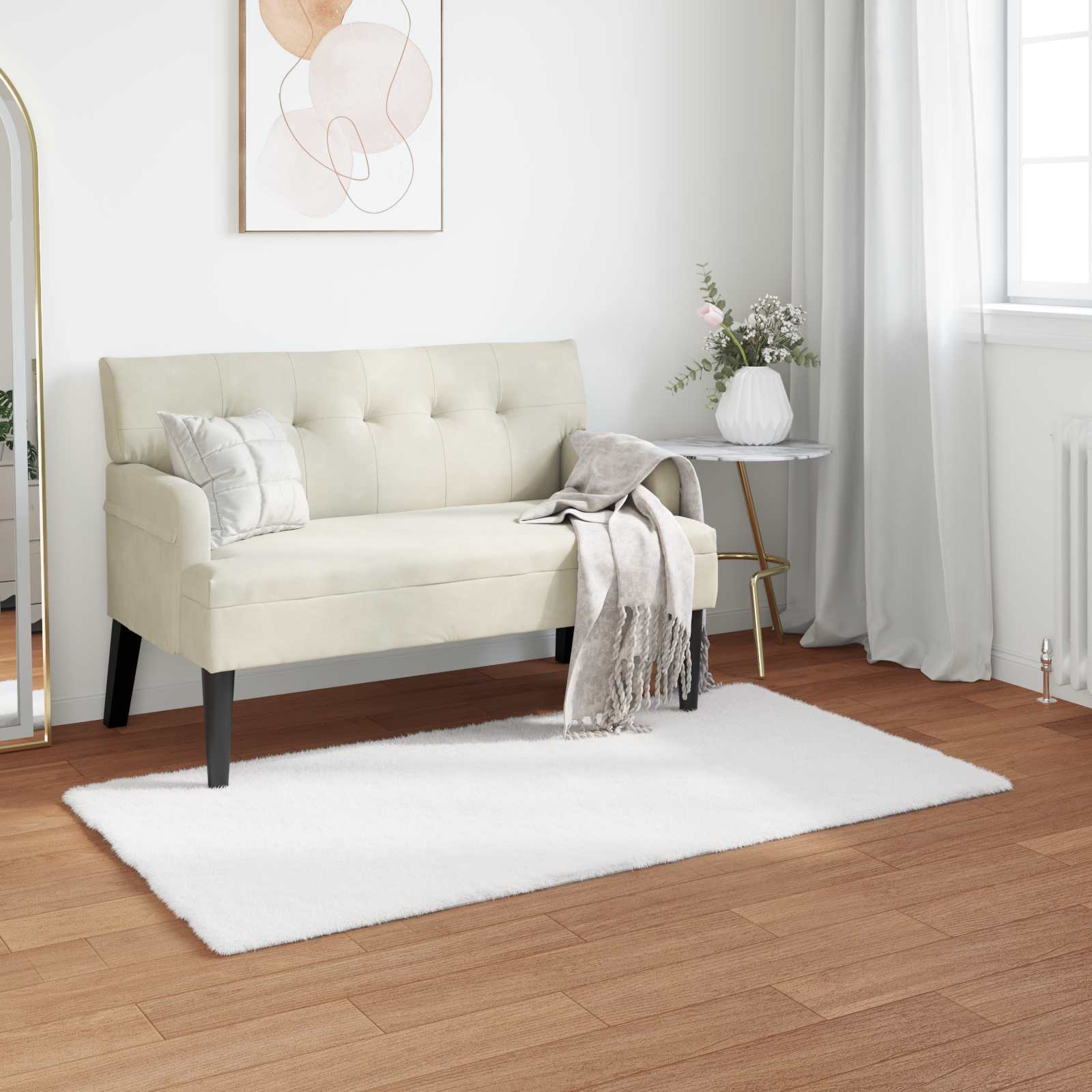 Protuklizni tepih od umjetnog zečjeg krzna OLITE Bijela