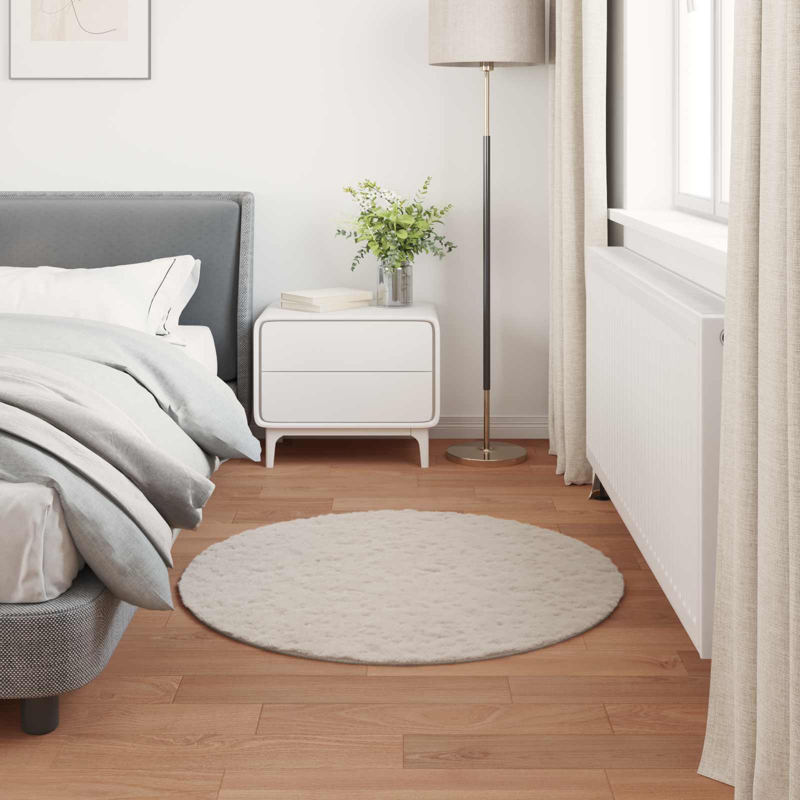Protuklizni tepih od umjetnog zečjeg krzna OLITE Bež Ø 80 cm