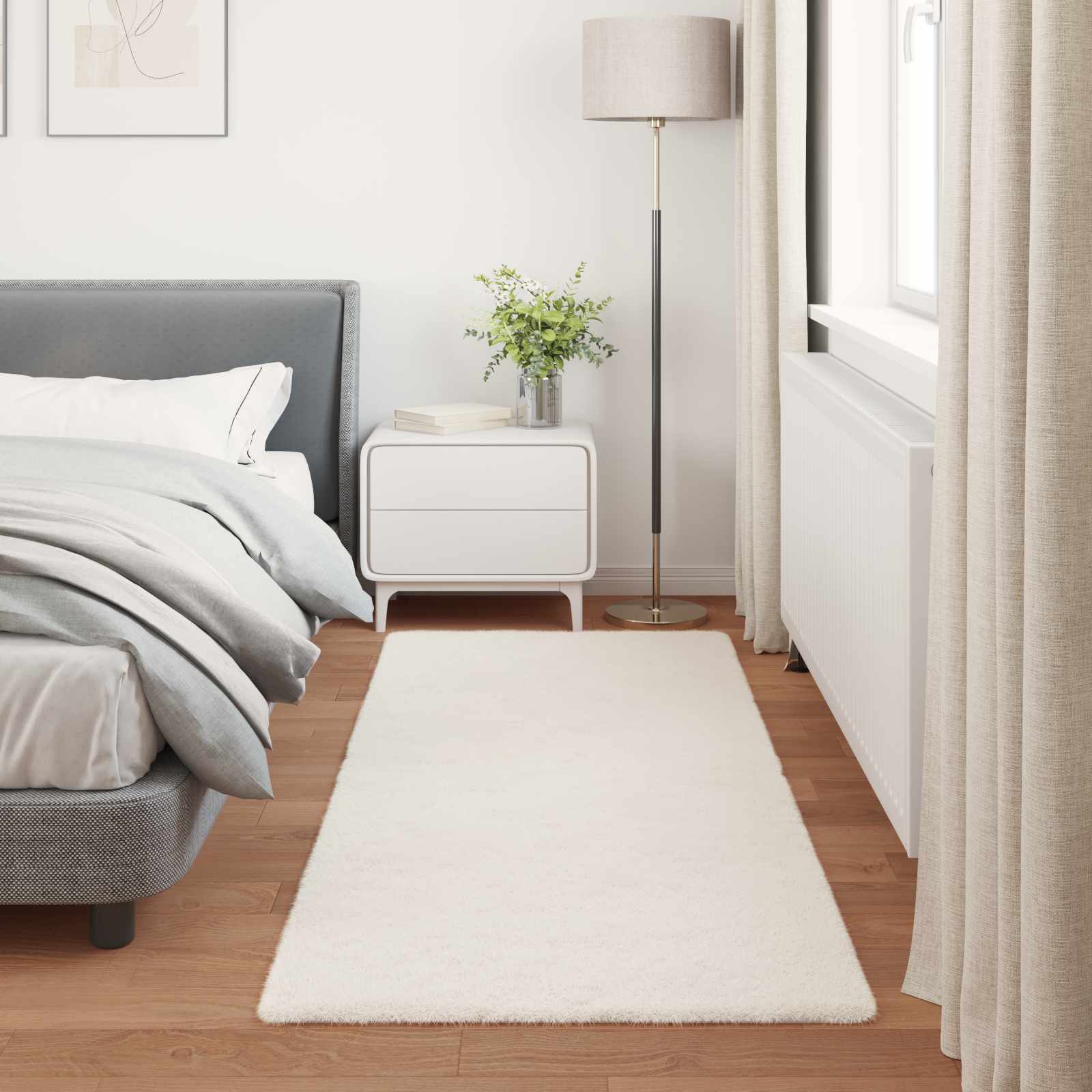 Protuklizni tepih od umjetnog zečjeg krzna OLITE Krem Poliester