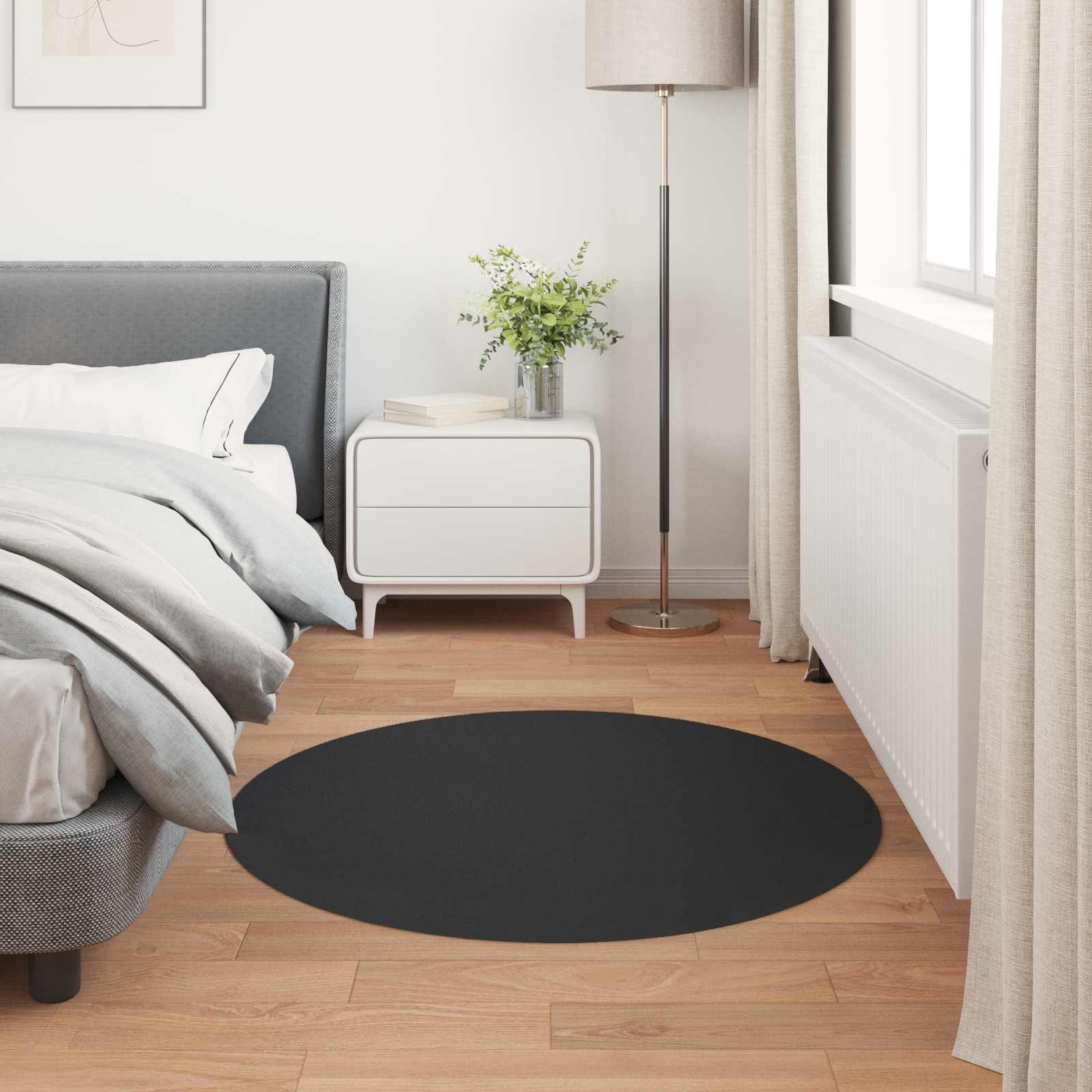 Protuklizni tepih od umjetnog zečjeg krzna OLITE Crna Ø 80 cm