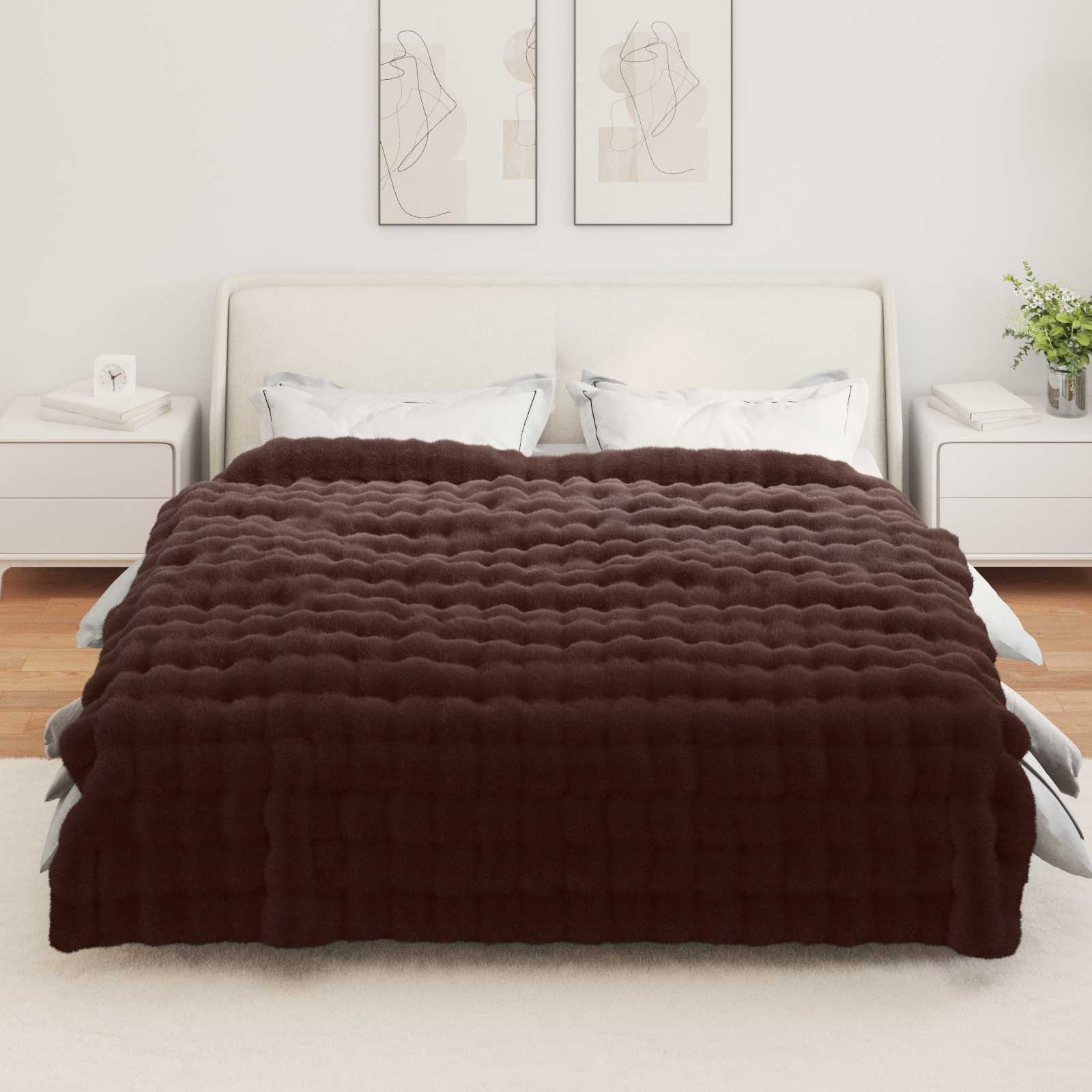 Protuklizna deka od umjetnog zečjeg krzna Olite 4 pcs Kamel