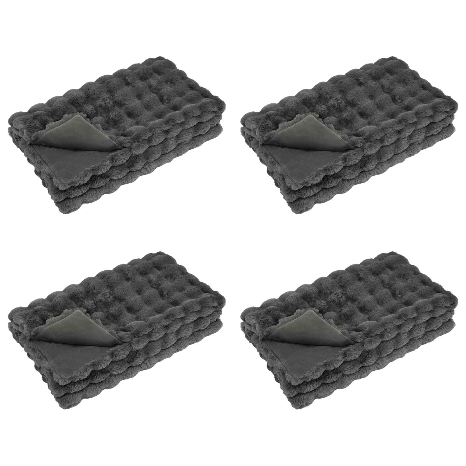 Protuklizna deka od umjetnog zečjeg krzna Olite 4 pcs Tamnosiva