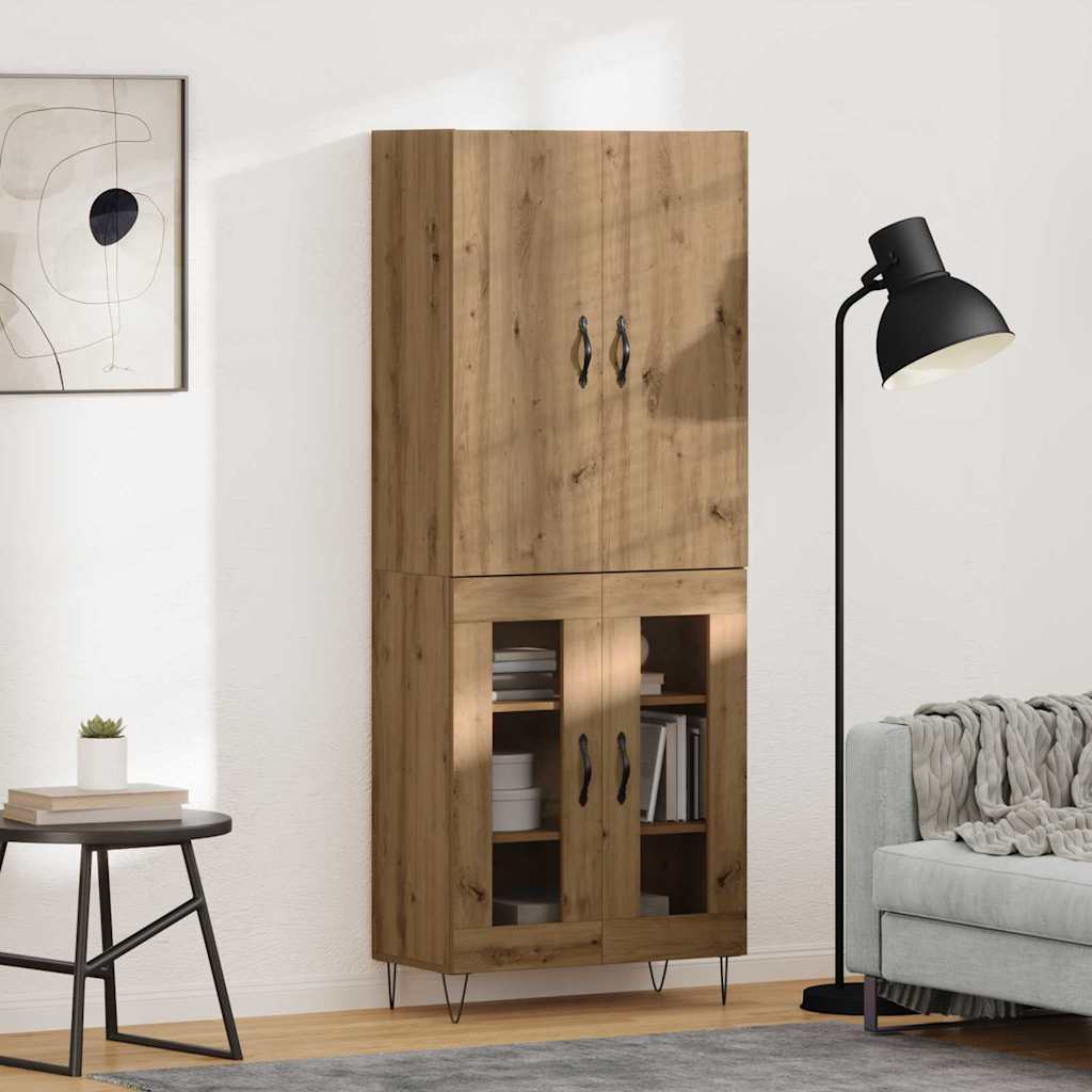 Highboard 2 pcs Umjetnički hrast Inženjersko drvo i staklo