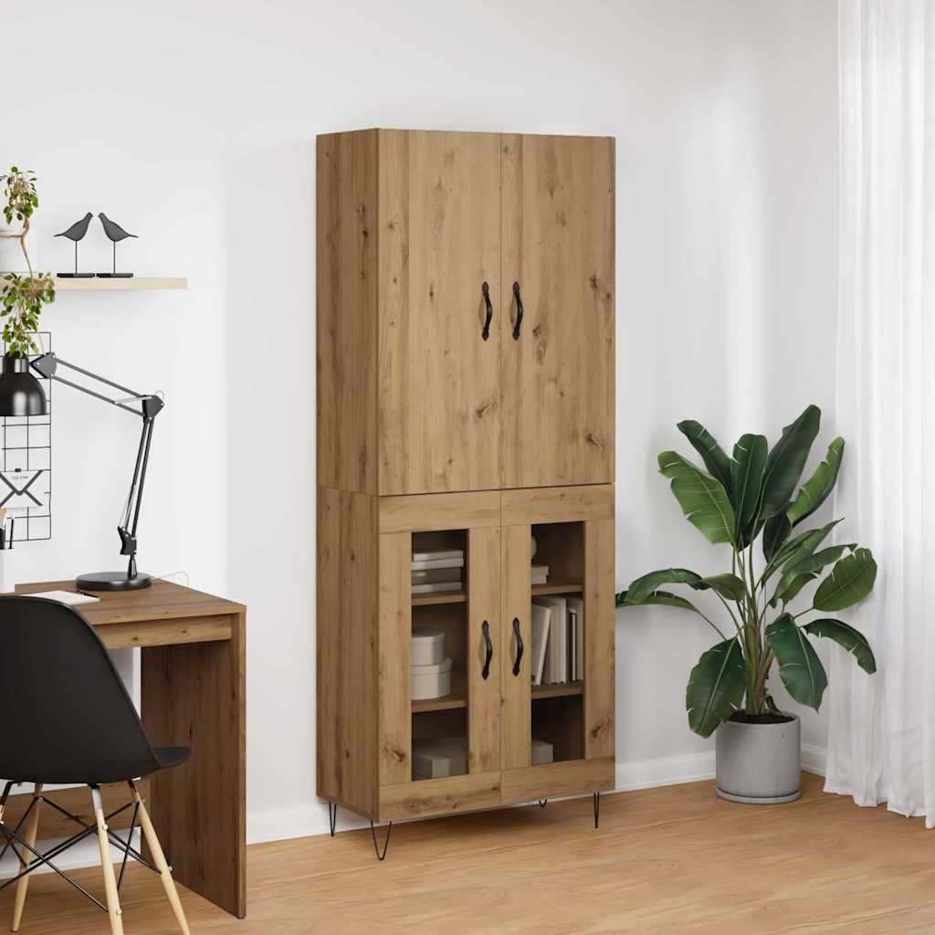 Highboard 2 pcs Umjetnički hrast Inženjersko drvo i staklo