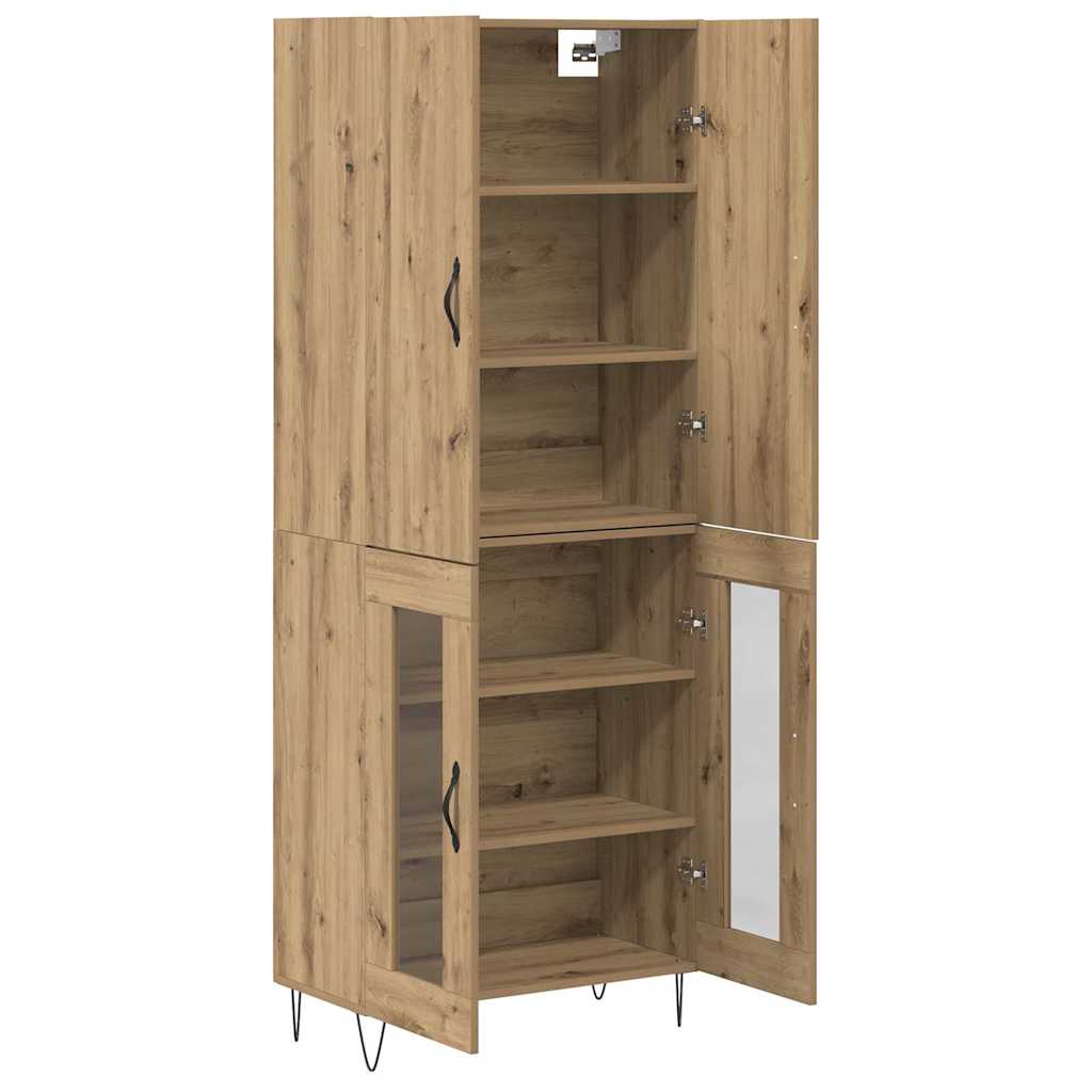 Highboard 2 pcs Umjetnički hrast Inženjersko drvo i staklo