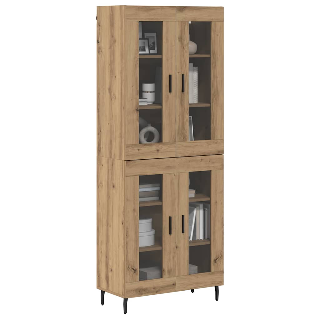 Highboard 2 pcs Umjetnički hrast Inženjerska drva i staklo
