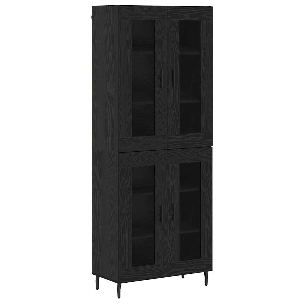 Highboard 2 pcs Crni hrast Inženjerska drva i staklo