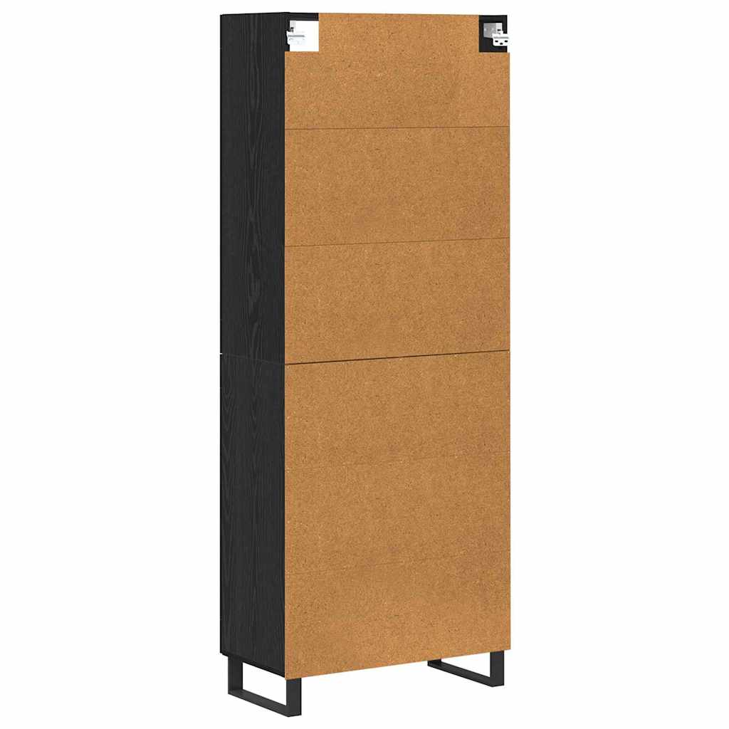 Highboard 2 pcs Crni hrast Inženjerska drva i staklo