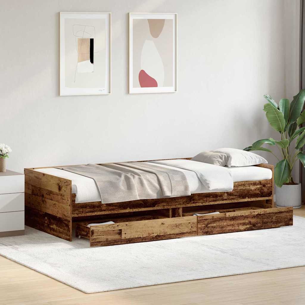 Krevetna konstrukcija Staro drvo 90 x 200 cm Čvrsto borovo drvo