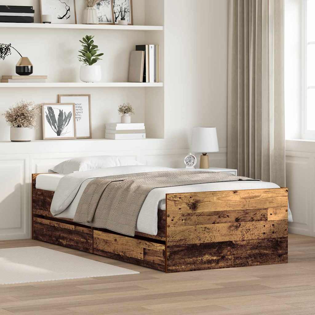 Krevetna konstrukcija Staro drvo 90 x 190 cm Čvrsto borovo drvo