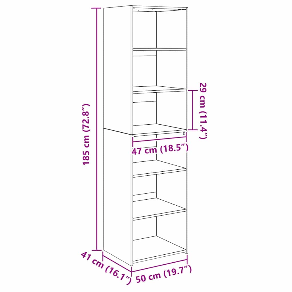 Cabinet Crni hrast 50 x 41 x 185 cm Konstruirano drvo