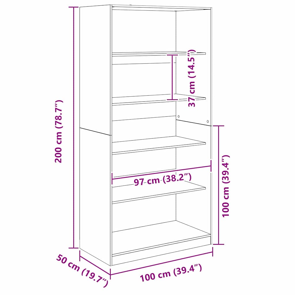 Ormarić Crni hrast 100 x 50 x 200 cm Konstruirano drvo