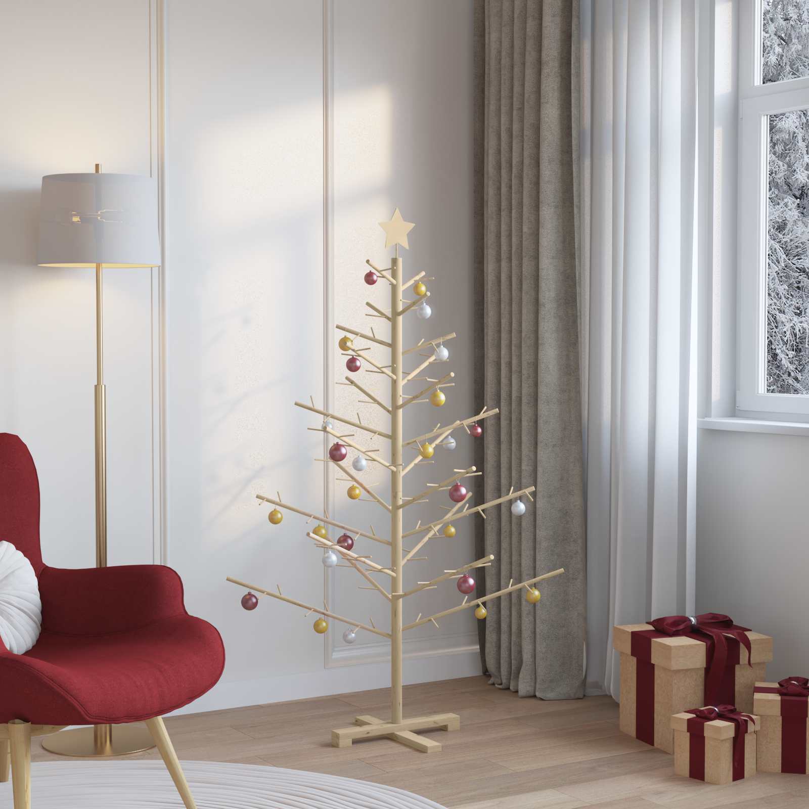 Drveno božićno drvce Prirodna 150 cm Masivno borovo drvo