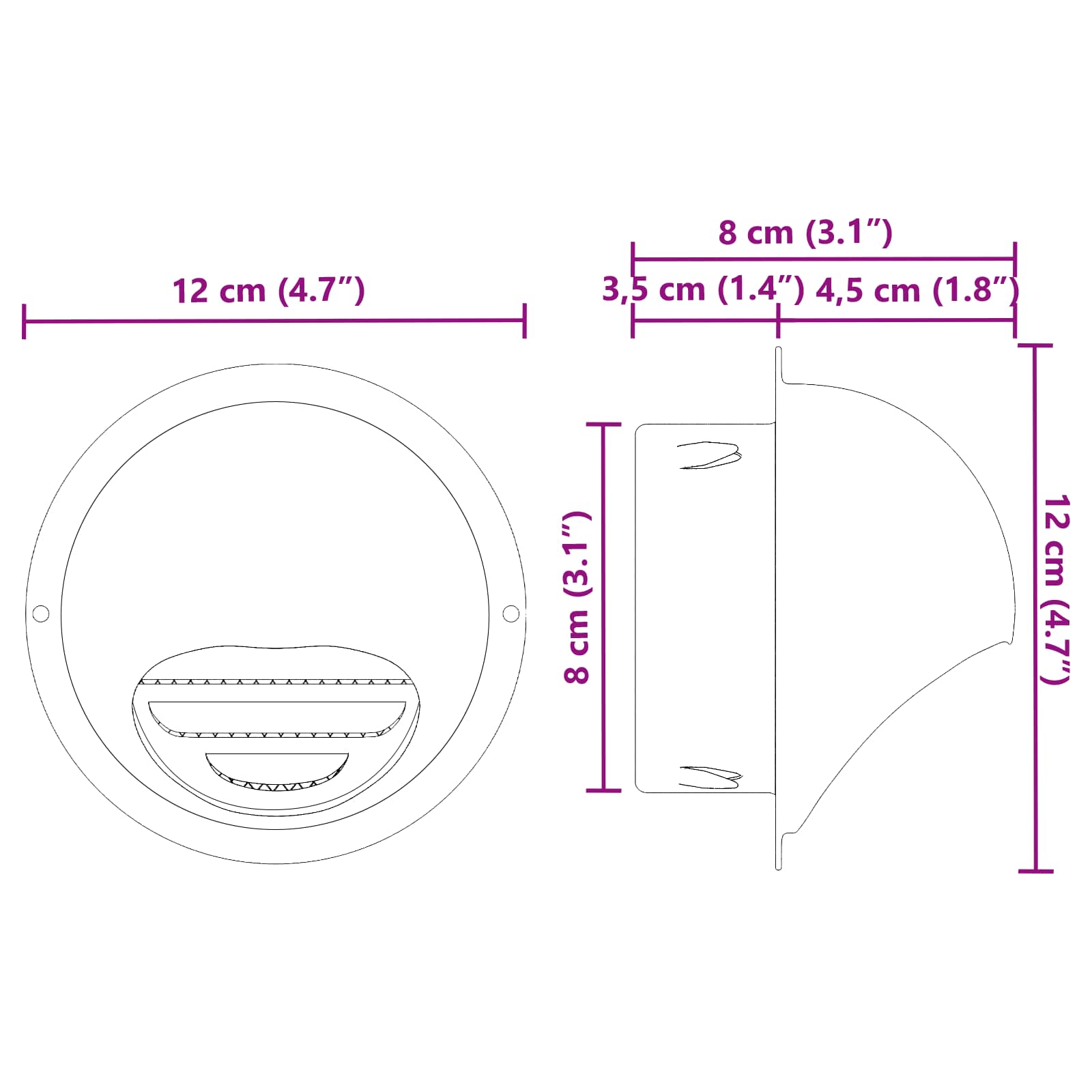 Pokrov ventilacije 2 pcs Srebrno 80 mm Nehrđajući čelik