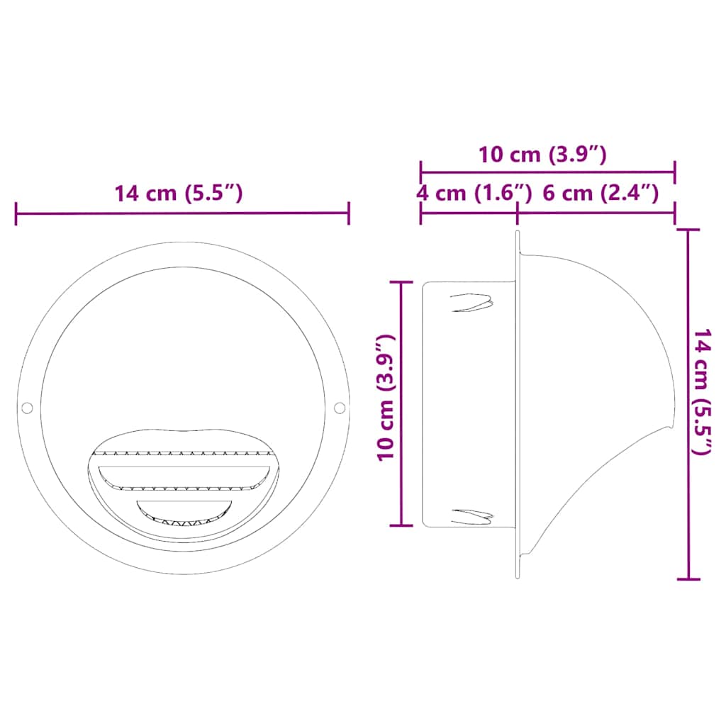 Pokrov ventilacije 8 pcs Srebrno 100 mm Nehrđajući čelik