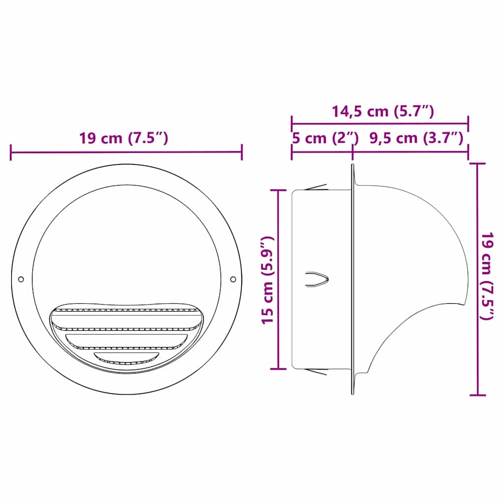 Pokrov ventilacije 2 pcs Srebrno 150 mm Nehrđajući čelik