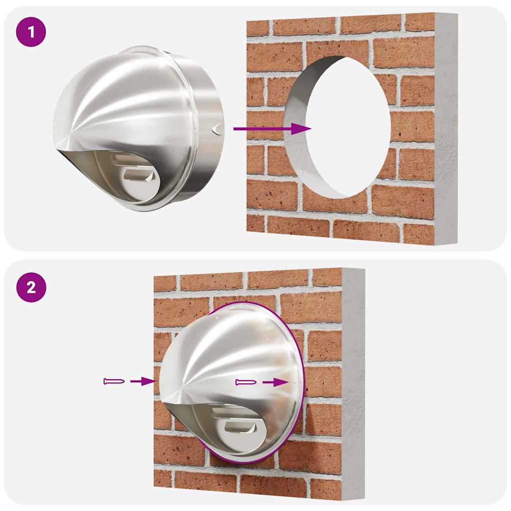 Pokrov ventilacije 2 pcs Srebrno 200 mm Nehrđajući čelik