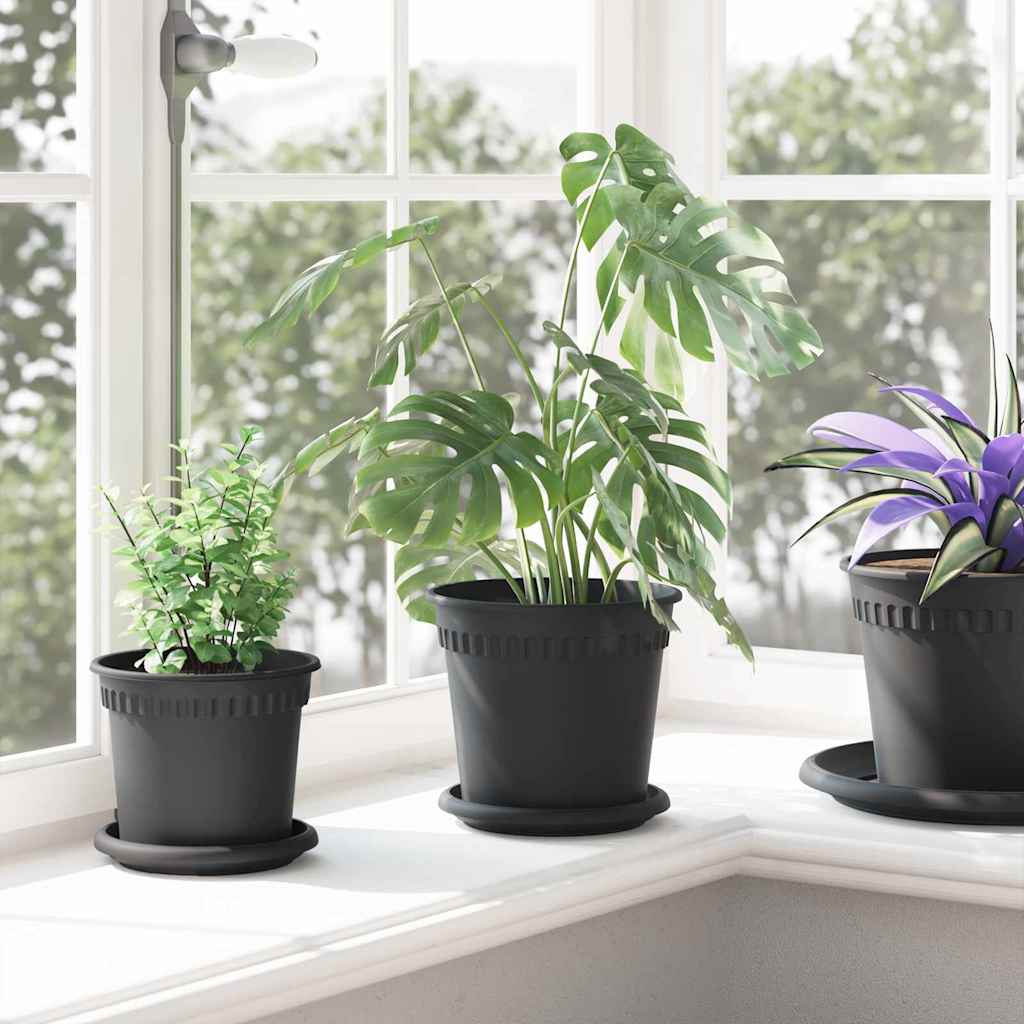 Okrugla saksija za cveće 6 pcs Crna Ø 17 x 14 cm Plastika