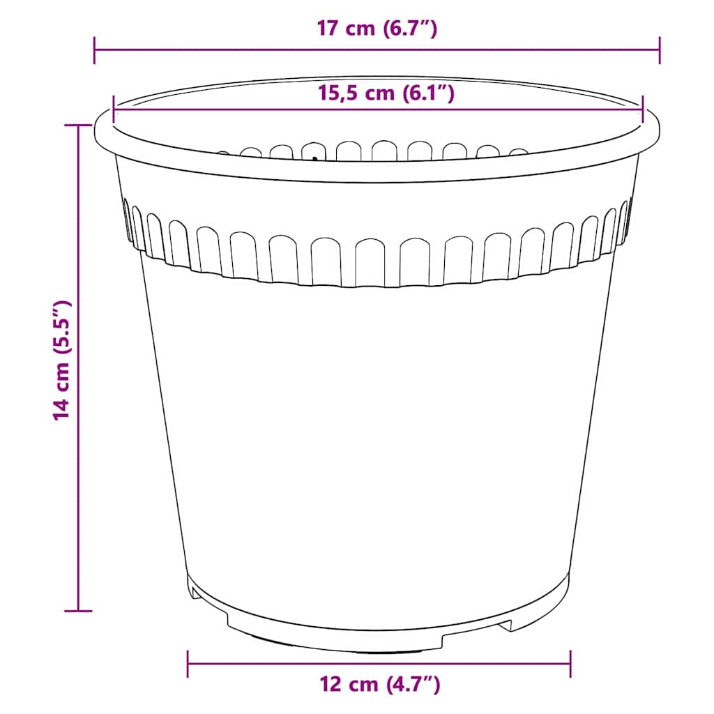 Okrugla saksija za cveće 6 pcs Crna Ø 17 x 14 cm Plastika