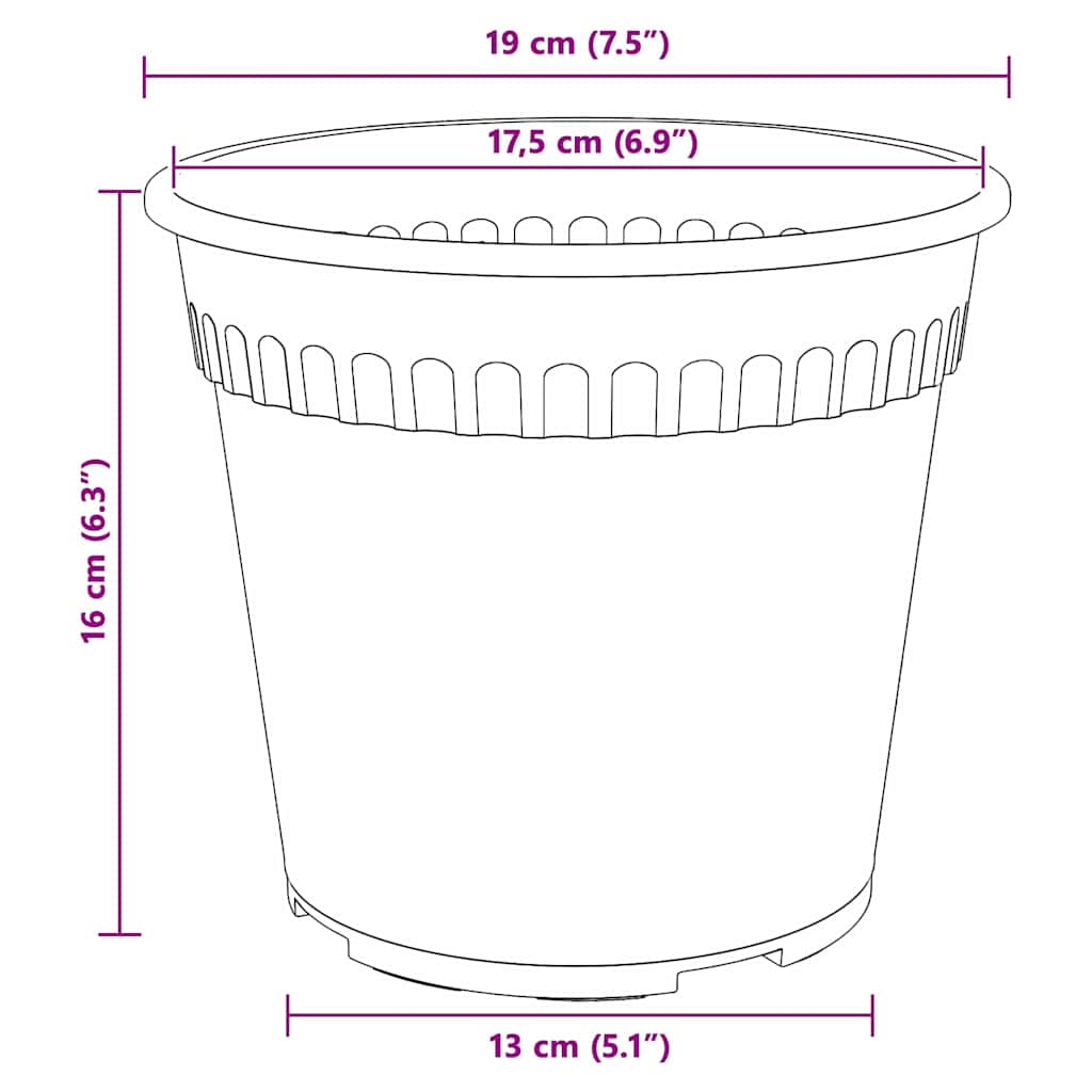 Okrugla saksija za cveće 6 pcs Crna Ø 19 x 16 cm Plastika