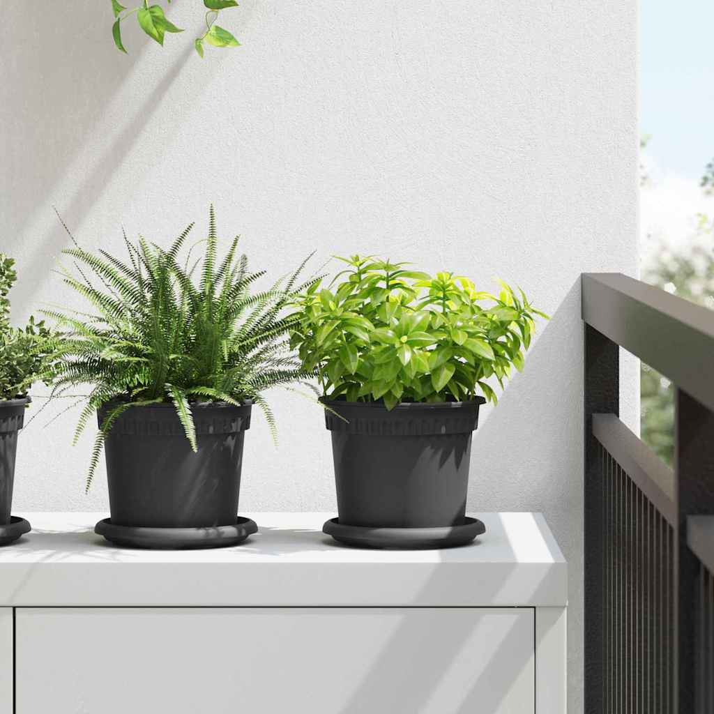 Okrugla saksija za cveće 24 pcs Crna Ø 15 x 12 cm Plastika