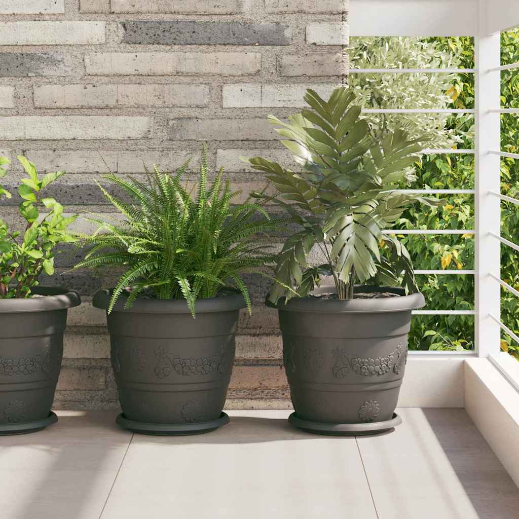 Okrugla saksija za cveće 6 pcs Crna Ø 30 x 25 cm Plastika
